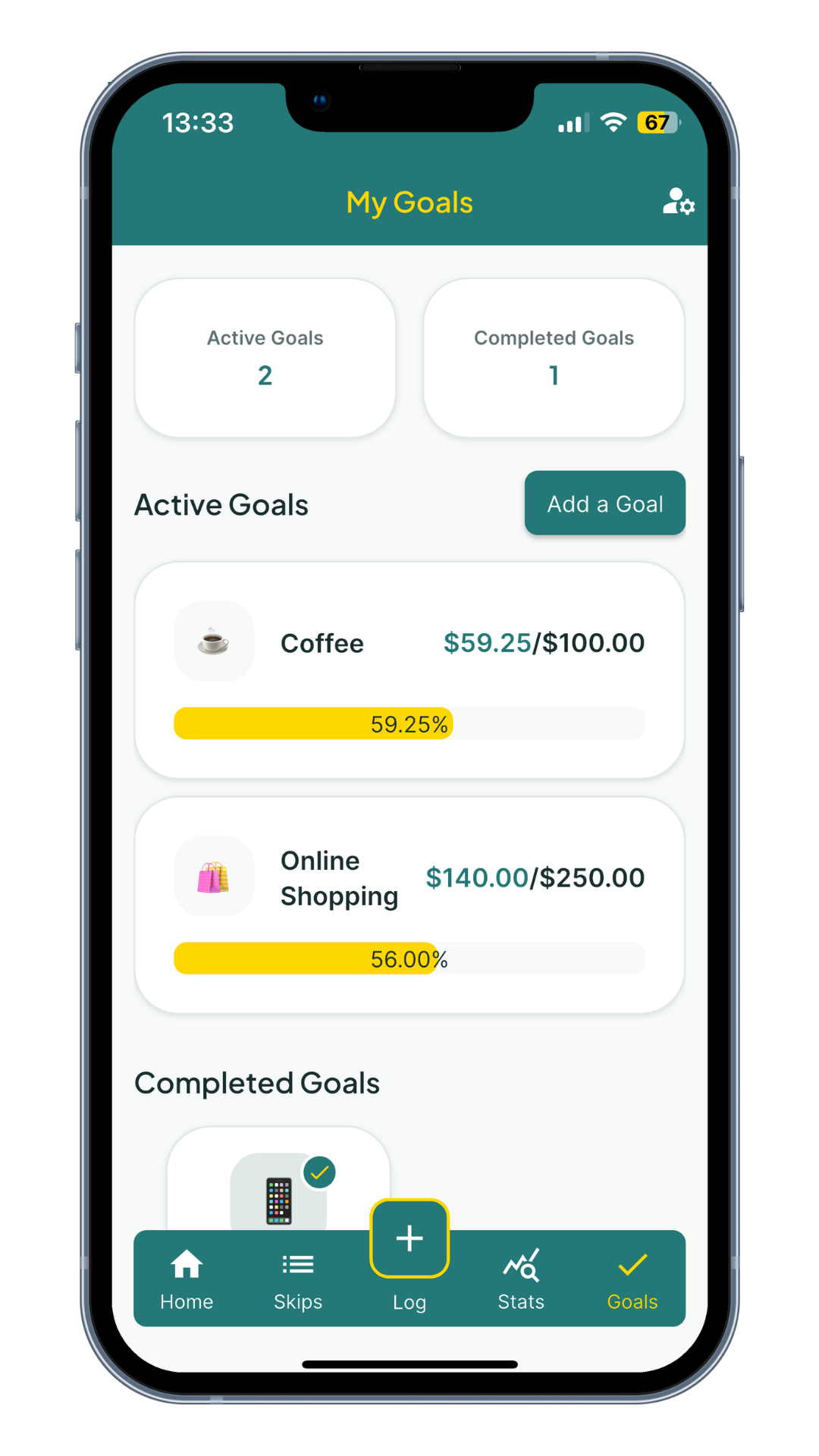 My Goals screen